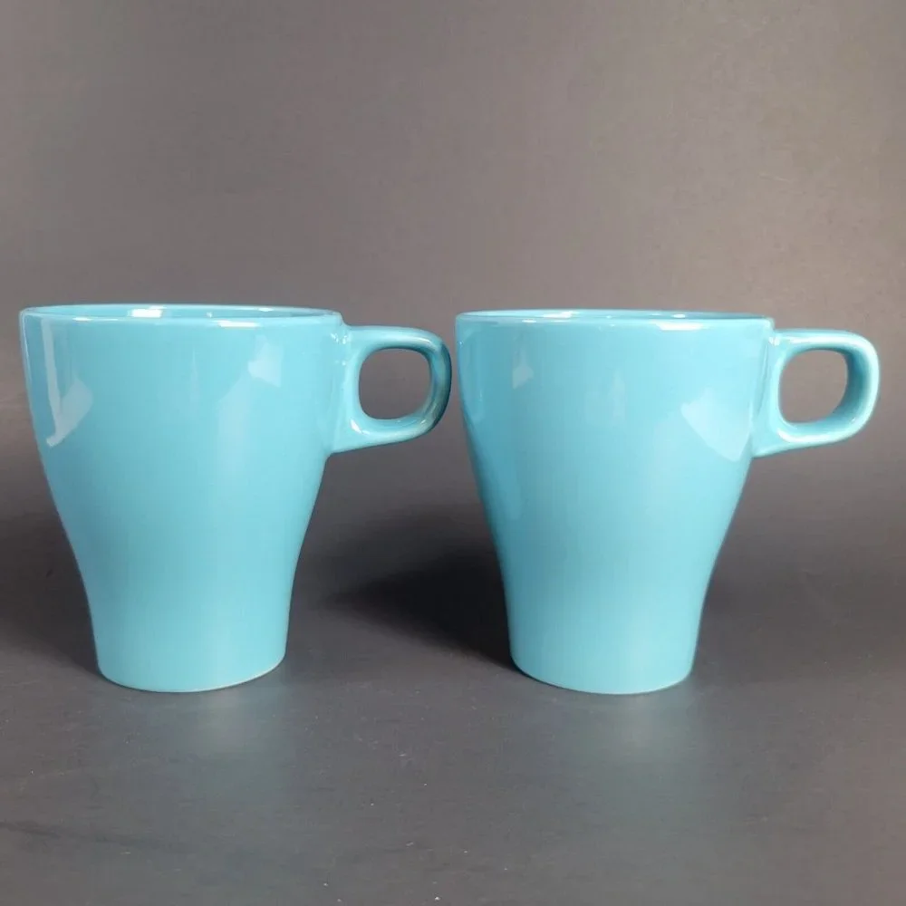2 IKEA Fargrik Mug Turquoise Blue Green Coffee Tea Mug #21533